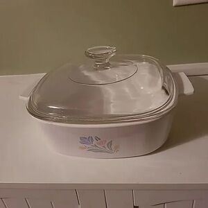 White Glass Lid Casserole Dish